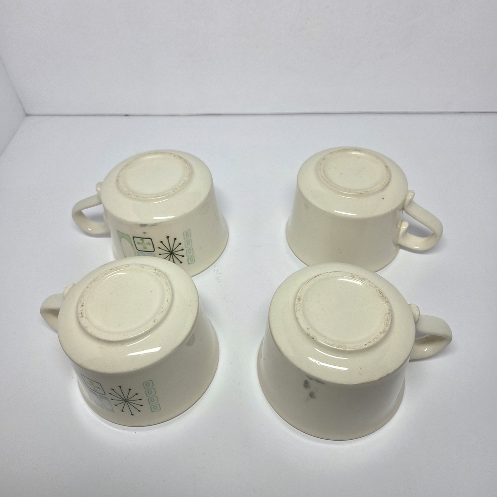 Atomic Starburst Pattern MCM Set Of 4 Coffee Or Tea Cups 1960s - Picture 3 of 8